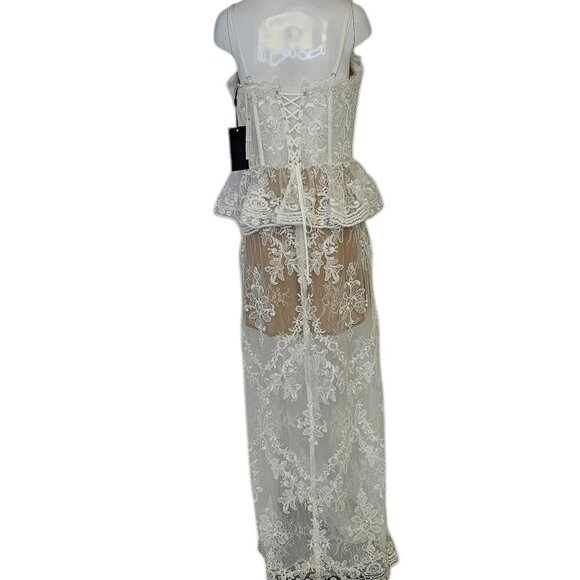 V. Chapman Ophilia Dress, White, Lace, Corset, Sheer, Embroidered, Size 8, NWT - Picture 3 of 11